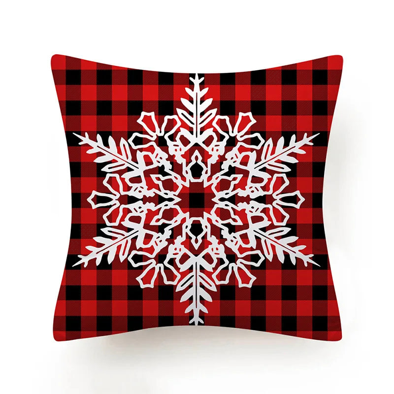 Merry Christmas Cushion 45*45 Tree Snowflake Red Lattice Pillows Decorative Linen Pillowcase Sofa Cushions Home Decor