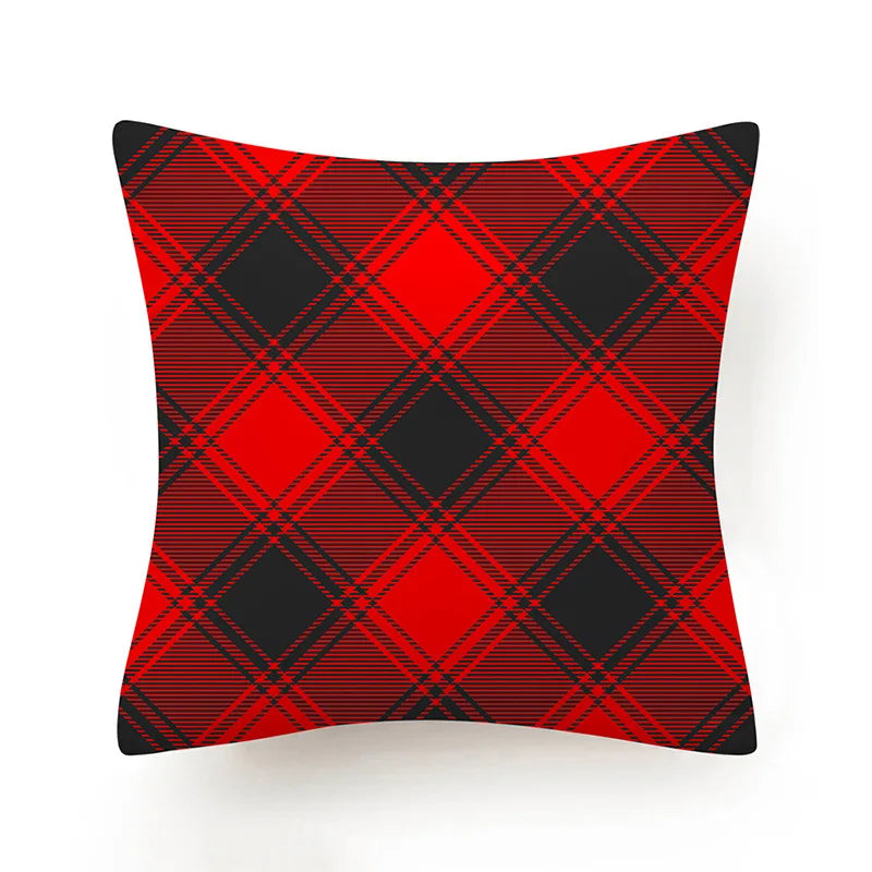 Merry Christmas Cushion 45*45 Tree Snowflake Red Lattice Pillows Decorative Linen Pillowcase Sofa Cushions Home Decor