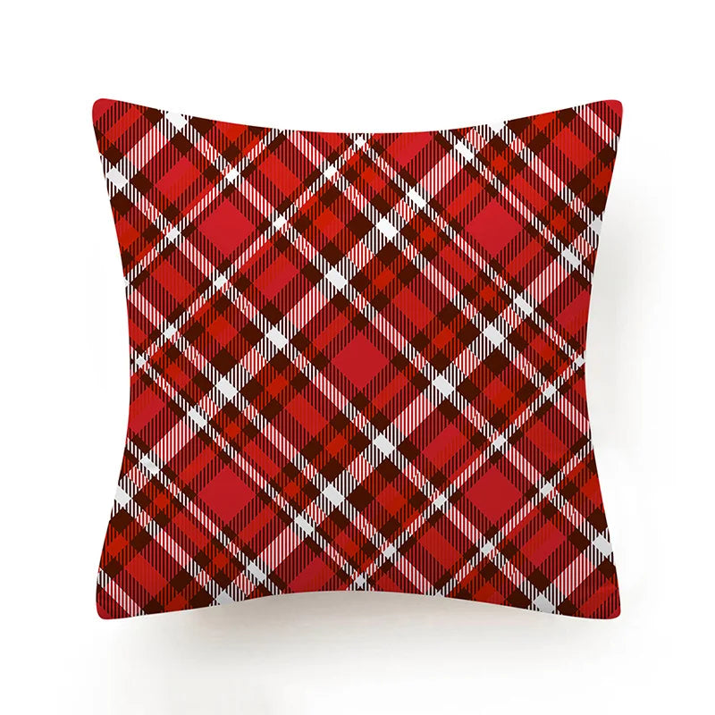 Merry Christmas Cushion 45*45 Tree Snowflake Red Lattice Pillows Decorative Linen Pillowcase Sofa Cushions Home Decor