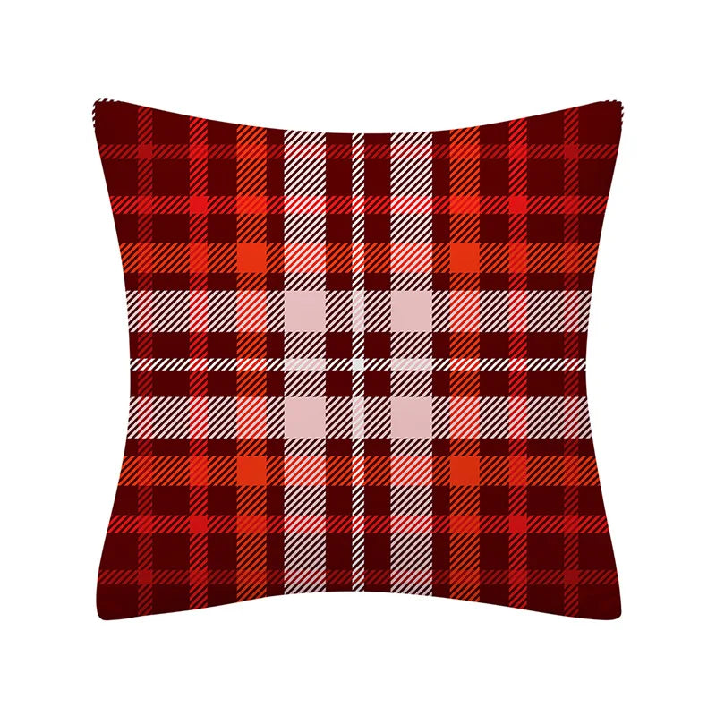 Merry Christmas Cushion 45*45 Tree Snowflake Red Lattice Pillows Decorative Linen Pillowcase Sofa Cushions Home Decor